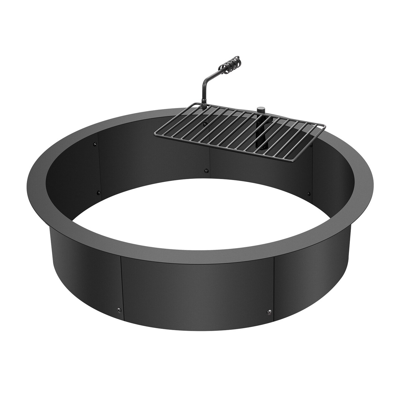 Black Carbon Steel Fire Pit with Swivel Grate and Outdoor Use
